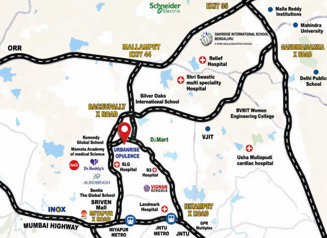Urbanrise Opulence Nizampet - Location Map