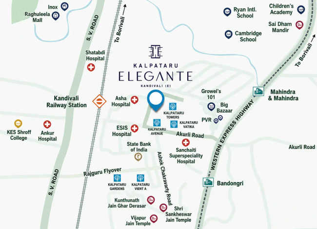 Kalpataru Elegante Kandivali - Location Map