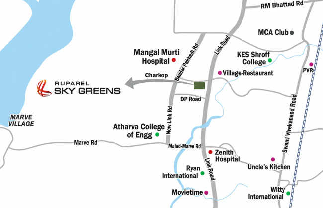 Ruparel Sky Greens Kandivali - Location Map