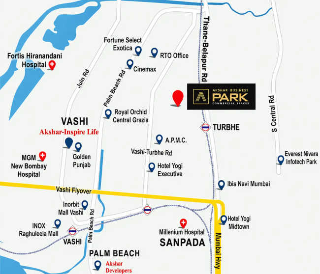 Akshar Business Park Vashi - Location Map