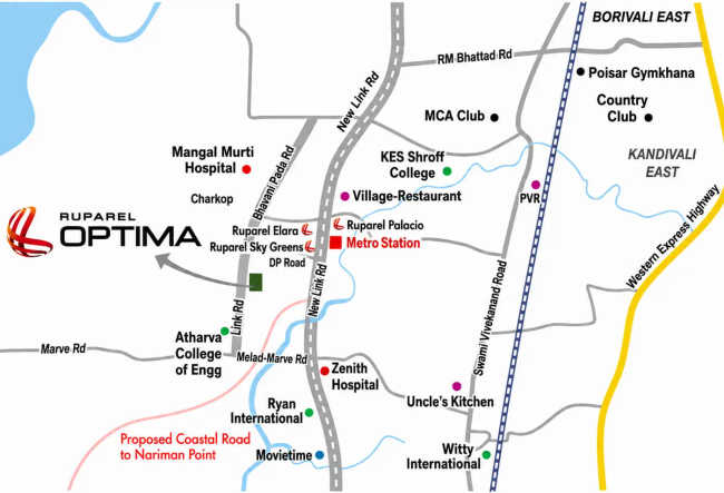 Ruparel Optima Kandivali - Location Map