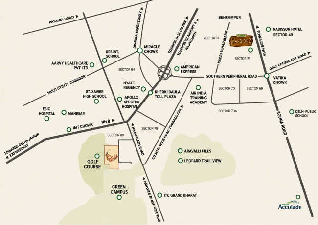 Eldeco Fairway Reserve Sector 80 - Location Map