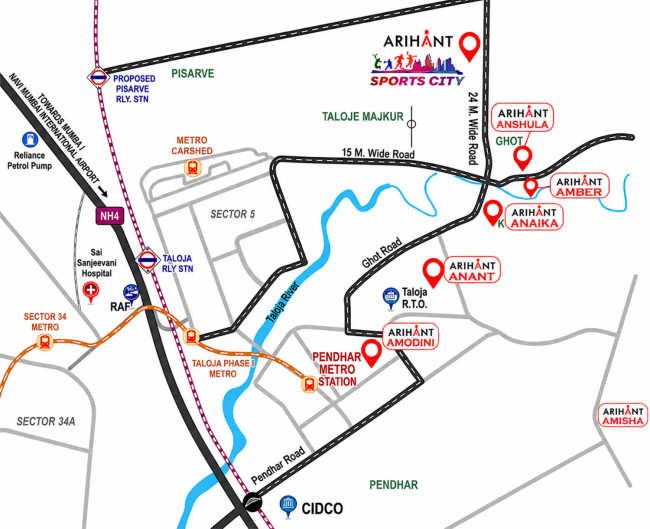 Arihant Adarsh Sports City Taloja - Location Map