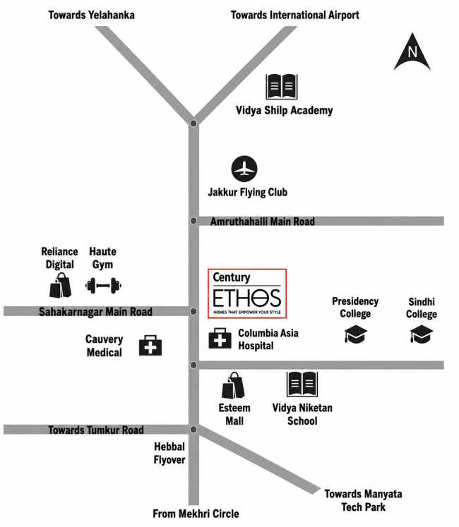 Century Ethos Hebbal - Location Map