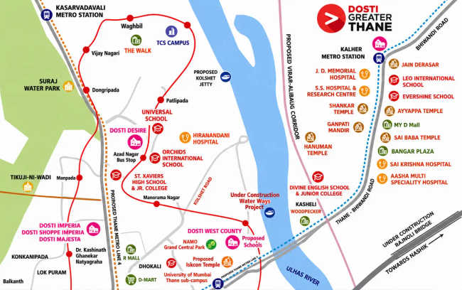 Dosti Greater Thane Bhiwandi - Location Map