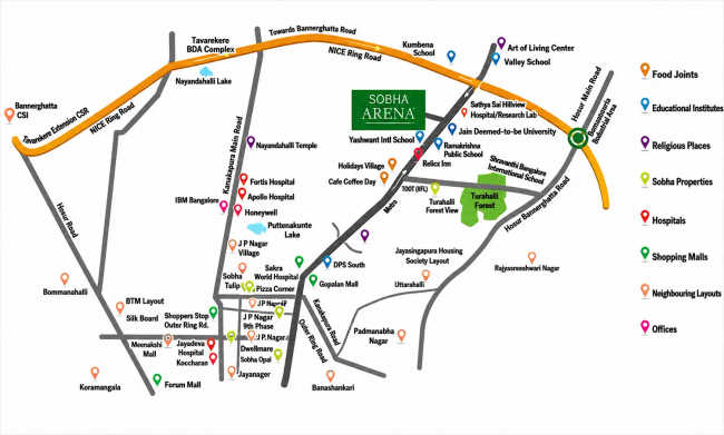 Sobha Arena Talaghattapura - Location Map