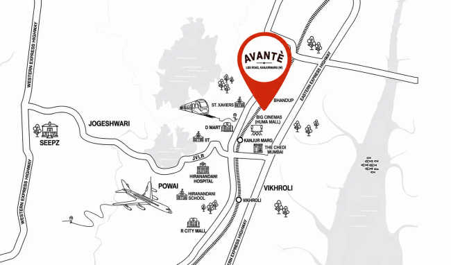 Sheth Avante Kanjurmarg - Location Map