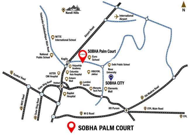 Sobha Palm Court Yelahanka - Location Map