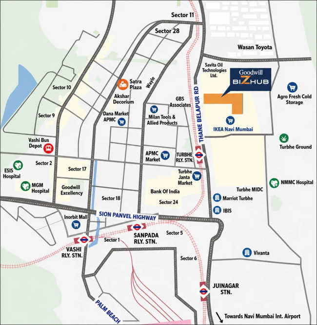 Goodwill Bizhub Turbhe - Location Map