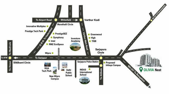 Sowparnika Olivia Nest Sarjapura - Location Map