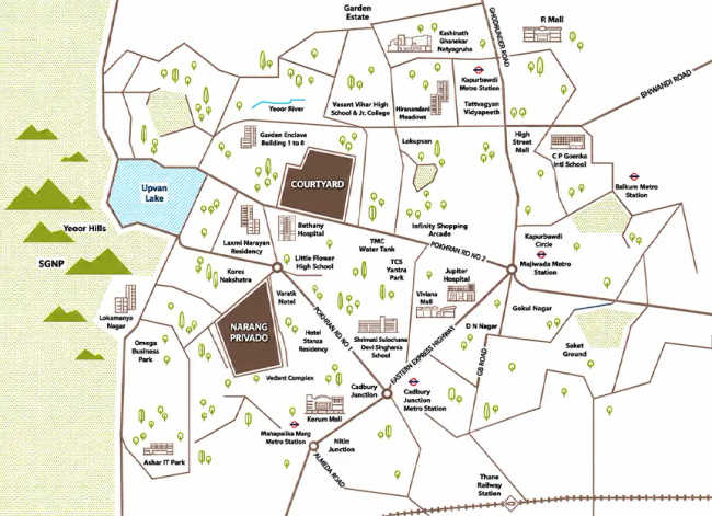 Narang Privado Pokhran Road 1 - Location Map