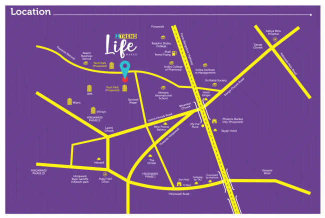Saheel ITrend Life Tathawade - Location Map