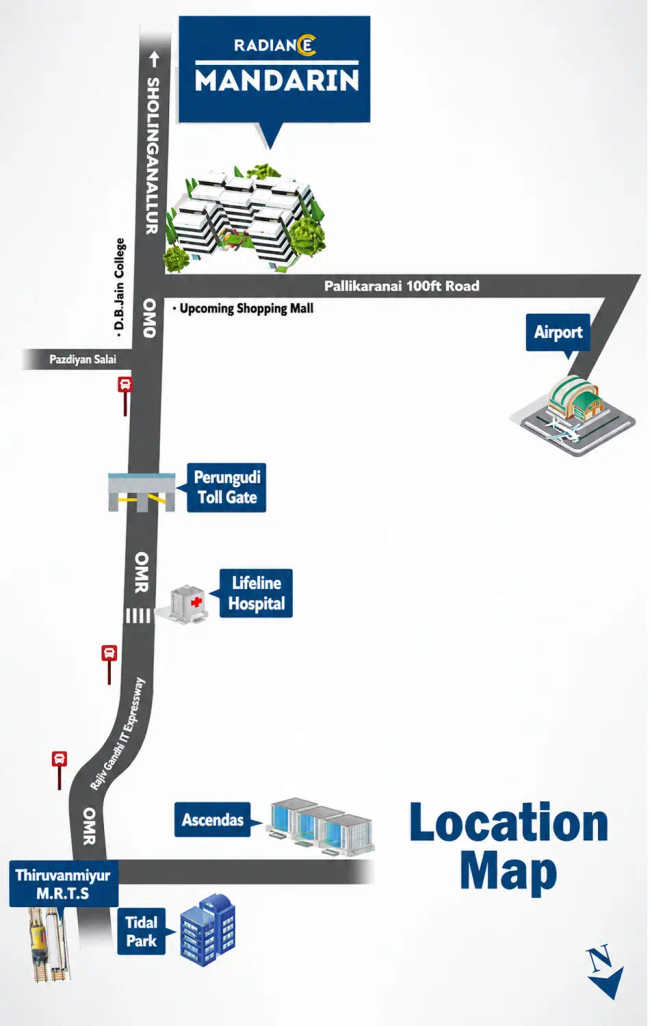 Radiance Mandarin Oggiyamduraipakkam - Location Map