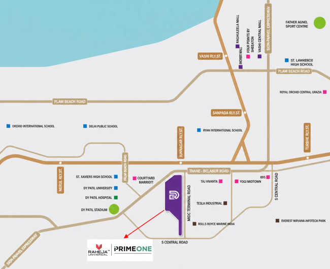 Raheja Prime One Juinagar - Location Map