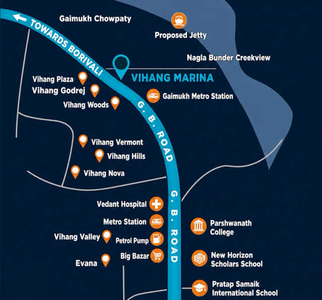 Vihang Marina Ghodbunder Road - Location Map