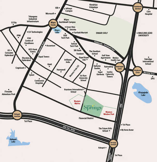 WESTERN SPRINGS Nanakramguda - Location Map