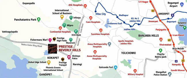 Prestige Beverly Hills Kokapet - Location Map