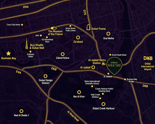Binghatti Spectre Al Jaddaf - Location Map