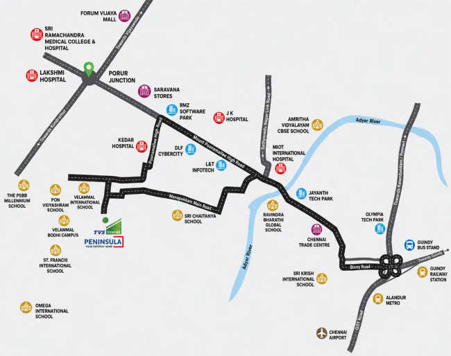 TVS Emerald Peninsula Manapakkam - Location Map
