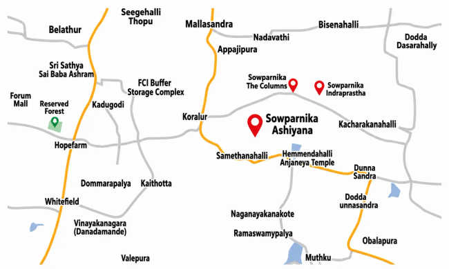 Sowparnika Ashiyana Whitefield - Location Map
