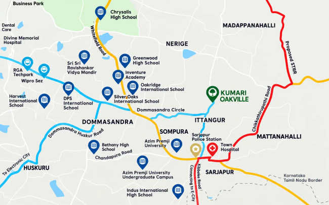 Kumari Oakville Villas Ittangur - Location Map