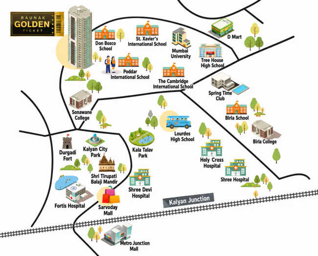 Raunak Golden Ticket Kalyan - Location Map