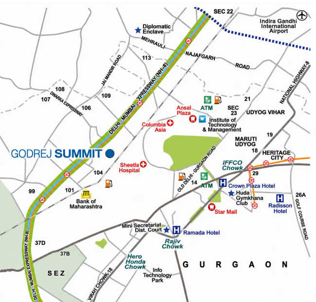Godrej Summit Sector 104 - Location Map
