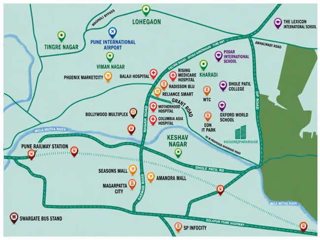 Godrej Parkridge Manjri - Location Map