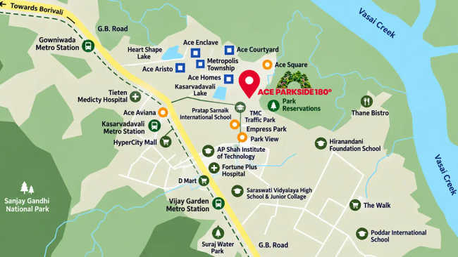 Ace Parkside Ghodbunder Road - Location Map