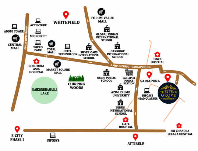 Shriram Chirping Grove Sarjapura - Location Map
