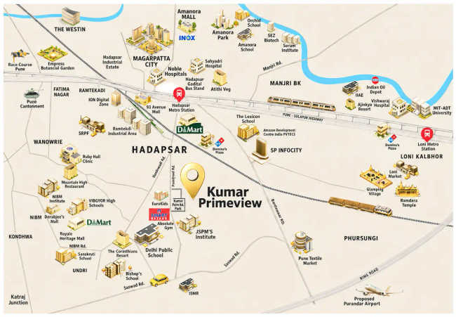 Kumar Primeview Hadapsar - Location Map