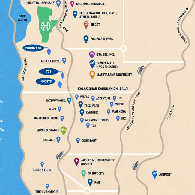 Hiranandani Octavius Egattur - Location Map