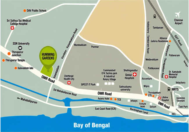 Alliance Humming Gardens Thaiyur - Location Map