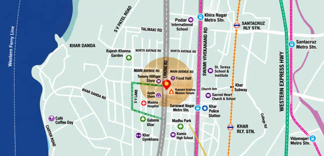 Platinum Avenue Khar - Location Map