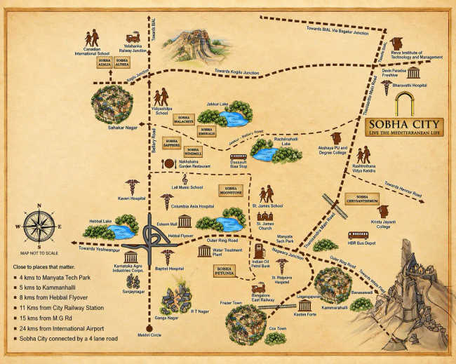 Sobha City Mykonos Thanisandra - Location Map