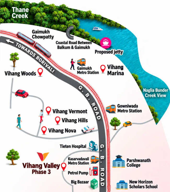 Vihang Valley Phase 3 Ghodbunder Road - Location Map