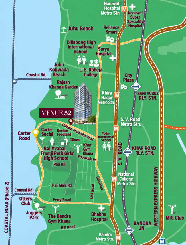Wadhwa Venue 52 Khar - Location Map