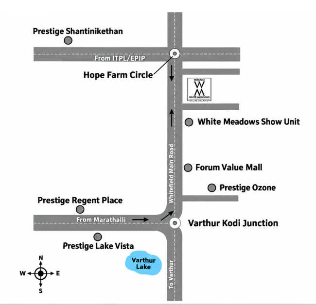 Prestige White Meadows Whitefield - Location Map