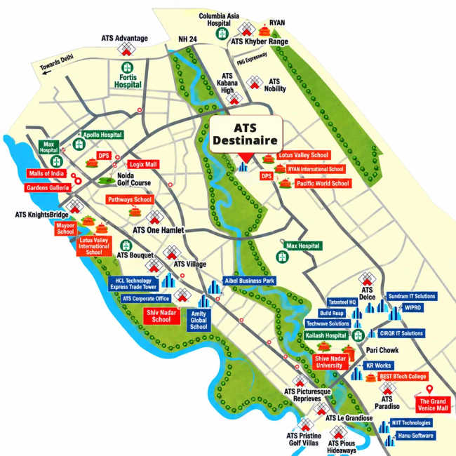 ATS Destinaire Sector 1 Greater Noida W - Location Map