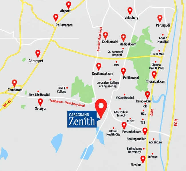 Casagrand Zenith Medavakkam - Location Map