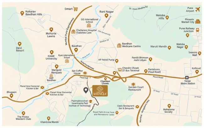 Venkatesh Serenique Bavdhan - Location Map