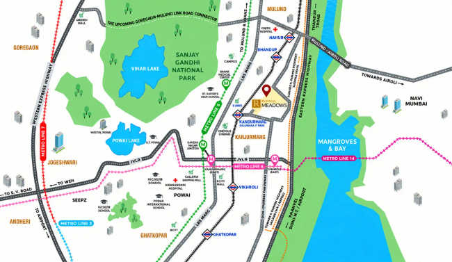 Runwal Meadows Kanjurmarg - Location Map