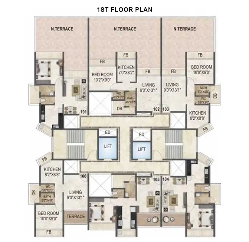Akshar Evita Dronagiri - Even Floor Plan