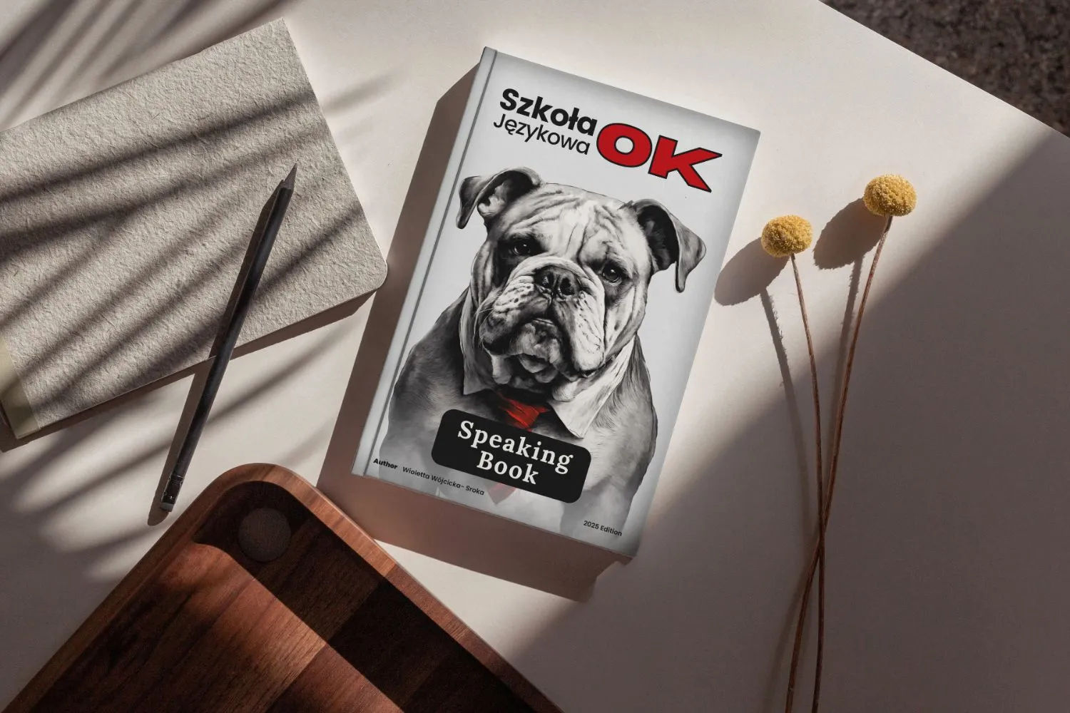 Autorska książka Speaking Book do konwersacji po angielsku trzymana w dłoniach