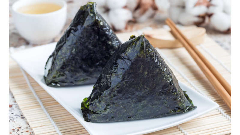 The triangle-shaped kimbap, called samgak kimbap