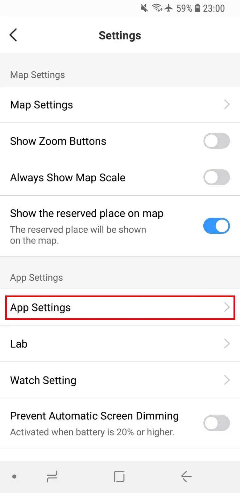 Language settings are found in the 'App Settings' section