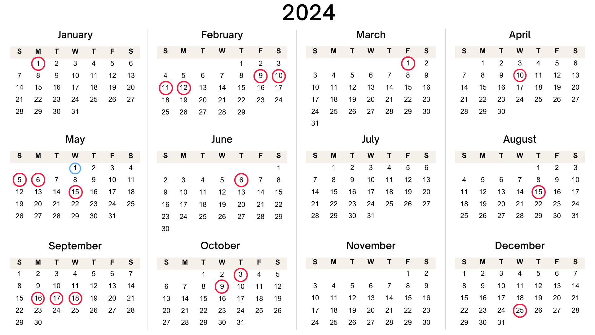 Korean public holiday calendar for 2024