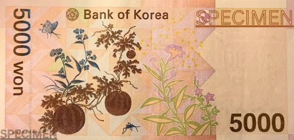 The back of the South Korean 1,000 won banknote.