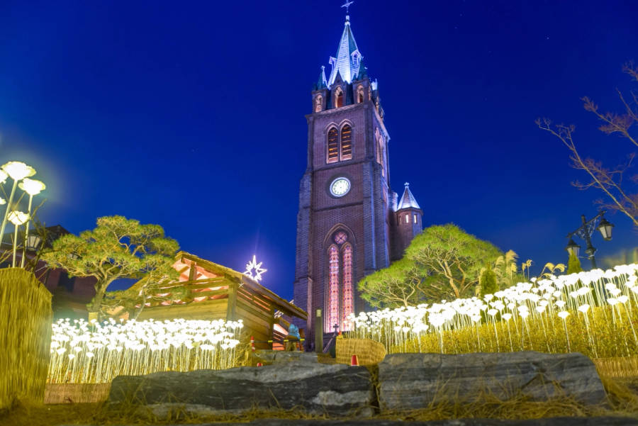 Night view of Myeongdong Cathedral