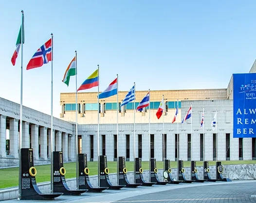 Monuments for the participating nations of the Korean War.